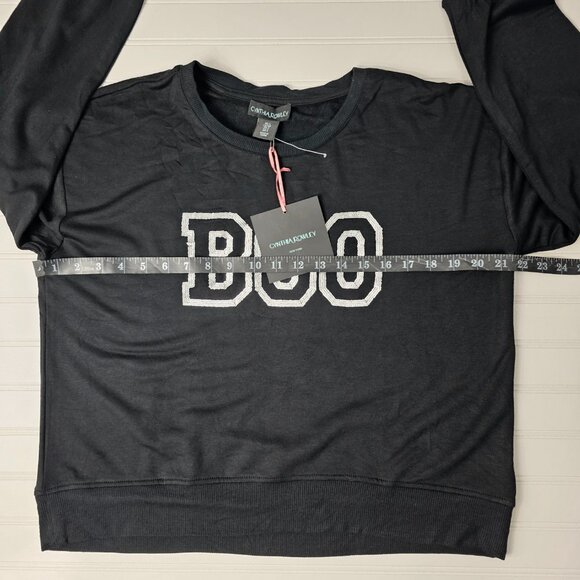 Cynthia Rowley Women's Black Sequin BOO Long Sleeve Rayon Sweatshirt Size S NWT - Picture 12 of 15